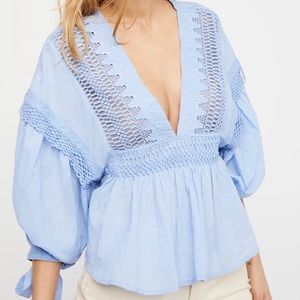 Free People Blue Blouse